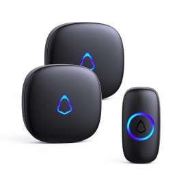 SECRUI Sonnette Sans Fil Exterieur Etanche, Doorbell Avec 2 Récepteurs + 1 Émetteur À Pile, 58 Mélodies Carillon, 5 Niveaux Volu