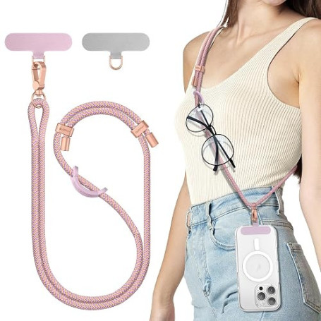 SURPHY Cordon Téléphone Portable Universelle avec 2 Patchs | Tour de Cou Telephone, Réglable et Détachable, Laniere Longue Telep