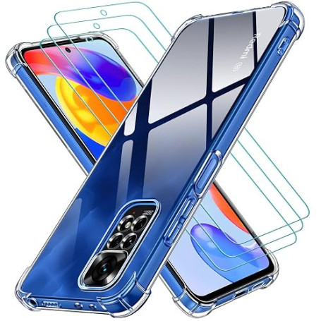 iVoler Coque pour Xiaomi Redmi Note 12 Pro 4G / Redmi Note 11 Pro 4G / 5G / Redmi Note 11E Pro 5G avec 3 Pièces Verre Trempé, Tr