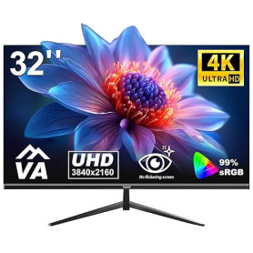 Gawfolk Écran PC 32 Pouces, Moniteur Gaming, Ecran PC UHD 4K 3840x2160 60Hz, 100% sRGB, 1ms MPRT,Interface HDMI & DP, Protection