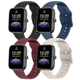 Oumida 4 Pièces Bracelet compatible avec Amazfit GTS 4/GTS 4 Mini, GTS 3/GTS 2/GTS 2e, 20mm Silicone Souple Bracelet pour Amazfi