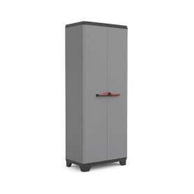 Keter Armoire Utilitaire STILO - Armoire de Rangement en Résine Multifonctions - Étagères et Pieds Ajustables, Poignée Soft Touc