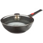 Kamberg - Wok 30 cm - Manche Amovible - Fonte d'Aluminium - Revêtement pierre - Couvercle en Verre - Tous Feux dont Induction -