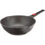 Kamberg - Wok 30 cm - Manche Amovible - Fonte d'Aluminium - Revêtement pierre - Couvercle en Verre - Tous Feux dont Induction -