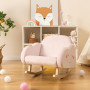 DREAMADE Fauteuil à Bascule Rembourré Enfant 18Mois-5Ans,Mini Canapé à Accoudoirs en Velours avec Pieds en Bois Massif, Anti-bas