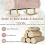 DREAMADE Fauteuil à Bascule Rembourré Enfant 18Mois-5Ans,Mini Canapé à Accoudoirs en Velours avec Pieds en Bois Massif, Anti-bas