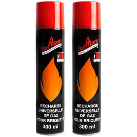 Lot 2 recharges de gaz 300 ml pour briquets et chalumeau de cuisine