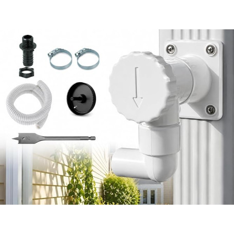 Collecteur d'eau de Pluie - Kit Complet - Fabrication Francaise - Conduits Rectangulaires 60x80 mm - Blanc