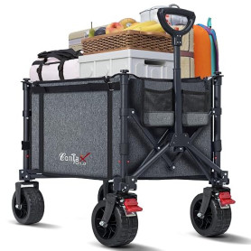 COMLAX FIELD Chariot à main pliable avec grandes roues tout-terrain, 120 L, 100 kg, chariot pliable avec freins, chariot de plag