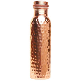 OSNICA Bouteille d'eau ayurvédique en cuivre 100 % pur, bouchon étanche, bouteille en cuivre sans joint, 950 ml (martelé)