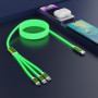 Câble de Recharge Multi-câble Lumineux pour iPhone 3-en-1 [Certifié MFi ] Câble Lightning avec USB-C&Micro USB, Câble Lightning