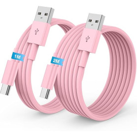 Carplay Câble USB A vers USB C pour iPhone 16/17/15 Pro Max Chargeur Cordon 1M+2M,Cable USB Chargeur pour Apple iphone 17 16 15