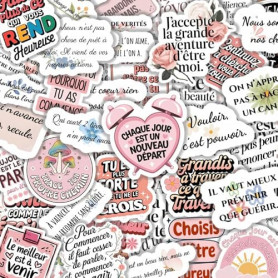 Lot de 75 Autocollants Inspirants pour Femmes – Messages Positifs – Imperméables, Finition Mate – Stickers Motivation pour Journ
