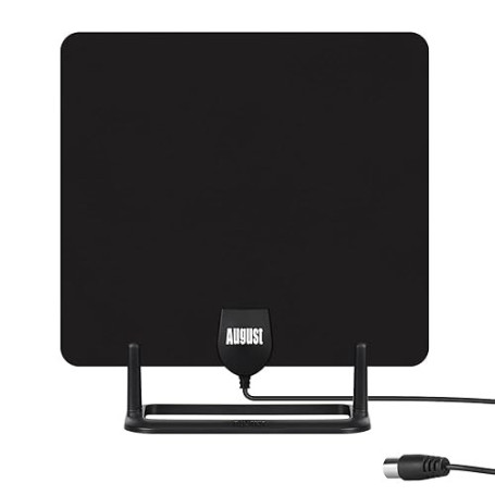 August DTA450 Antenne TV Intérieur Puissante Numérique TNT HD avec Socle | Petite Antenne Portable Discrète, Câble Coaxial 3m UH