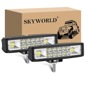 SKYWORLD 2Pcs Phare de travail led, 15 cm 6 pouces 24W Projecteur led 12V 24V Barre feux de travail pour 4x4 Offroad Voiture Veh