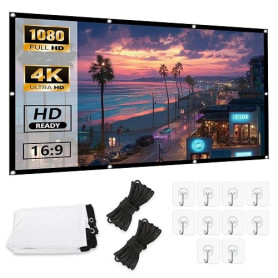Écran de Projection Portable 100 Pouces 16:9 4K Full HD Ecran de Videoprojecteurs Double Face Anti-Plis Projection pour Vidéopro