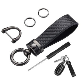 AzureRay Porte-clés pour Voiture en Cuir Microfibre, Anneau en D élégant et incassable - Porte-clé cuir pour voiture, Cadeau pra