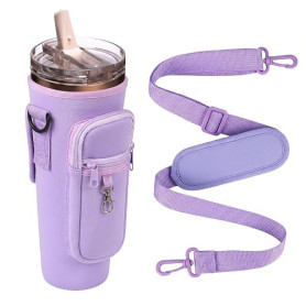 AEYURUID Sac de Transport pour Bouteille d’Eau en Néoprène, Compatible avec Stanley 40 oz – Poche pour Téléphone, Sangle Réglabl