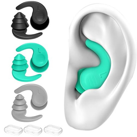 Bouchon Oreille Piscine, 3 Paires de Bouchons d'oreilles de Natation en Silicone Réutilisables et Imperméables pour le surf et a
