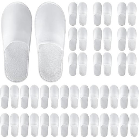 Lot de 20 paires de pantoufles jetables avec pochette pour invités, pantoufles en vrac pour hôtel, spa, voyage, maison sans chau