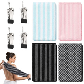 Ptyism 4 Pièces Exfoliating Bath Towel(Avec Crochet à Pince) | Serviette Exfoliante丨Serviette Exfoliante Japonaise pour Usage le