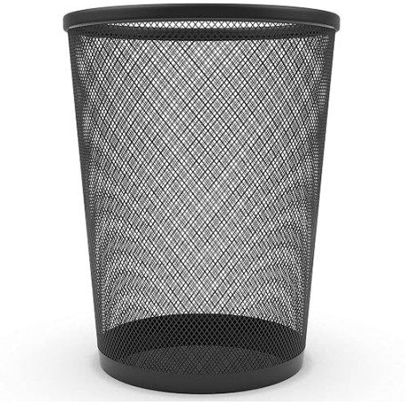 Zuvo Corbeille à papier en maille métallique noire | Poubelle de bureau ronde 4 gallons (16L) | Panier à déchets durable pour ma