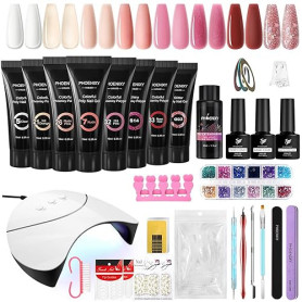 Phoenixy Kit Ongle Gel UV Complet avec 36W Lampe, 8 Couleurs Poly Ongle Gel 15ML, Set de Manucure pour Débutant Gel Construction