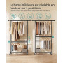 SONGMICS Portant à Vêtements, Capacité de Charge 110 kg, Porte-manteau sur Roulettes, Porte-vêtements Mobile, Tringle du Milieu