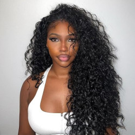 Perruque Bresilienne Half Wig Human Hair 200 Densité 3 In 1 Seamless Flip Over Perruque Femme Naturelle Cheveux Human Hair Deep