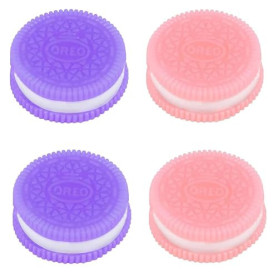 MUNZE Jouets Anti-Stress 4 Unités, Taba Squishy 2 Rose Et 2 Violet, 3.8Cm Longueur 1Cm Hauteur