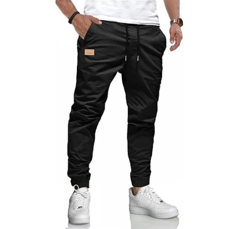 LIUPMWE Hommes Pantalon Chino Cargo Pantalon de Jogging Hommes Coton Casual Sweatpants Hommes Pantalons de Loisirs Taille élasti
