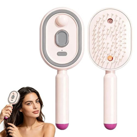 Peigne de Massage Électrique à Coussin d'Air avec Spray et Lumière Rouge, Brosse Vapeur Cheveux, Coiffage Lissant pour Cheveux S