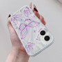 L-FADNUT Coque Compatible avec iPhone 16 Motif de Papillon Violet Creux | Brillante Paillettes Femmes Antichoc Silicone Bumper C