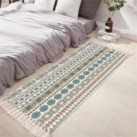 Tomifine Tapis en Coton Tissé, Tapis Bohème avec Frange, Tapis Tissé pour Salon Chambre, Home Tapis Géométriques Design Moderne 