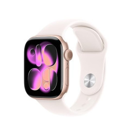 Apple Watch Series 11 [GPS + Cellular 42 mm] Montre connectée avec boîtier Or Rose et Bracelet Sport Rose Tendre. Score de Somme