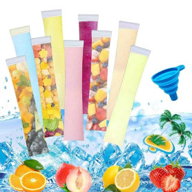 CHENYU 150 Pcs Sachet Mister Freeze 28x5.5cm Mister Freeze Maison | Sachet Glace à L'eau Avec Entonnoir Glace a L'eau Sacs à Gla