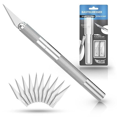 Klangfeiler® Cutter de précision avec 10 lames – Scalpel de découpe