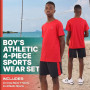 Essenclo Boys Clothing Sets Tagless Loose Athletic Performance Crew Neck T-Shirt and Short Outfits Size 3-16 (4 Piece Set)