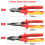 FOURROBBER Jeu de 3pcs VDE pinces isolées 1000 v | inclus Pince Universelle, Pince à Bec long et Pince Coupante, Poignée en Caou
