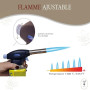LuxéArt - Lot Chalumeau de cuisine + cartouche gaz incluse. Flamme réglable. Idéal pour pâtisserie, barbecue, feu, soudure, camp