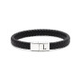 TOLOWOBK Bracelet Cuir Homme Tressé avec Initiale Alphabet Noir Manchette | Cuir Bracelets 21cm avec Fermoir Magnétique Cadeau N