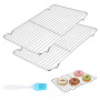 2 Pcs 30 x 20 cm Grille de Refroidissement, avec Pinceau de Cuisson | Grille de Cuisson pour Gâteaux, Pain, Rôtissage, Grillage 