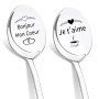 DIKARIYA Cadeau Anniversaire Couple, Cuillère à Café Bonjour Cœur Je t'aime | Bonjour Mon Cœur Cadeaux Baptême pour Femme et Hom