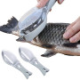Ulawellor Écailleur à Poisson en PP 2 Pièces Bleu | Prise Ergonomique, Boîte à Écailles avec Couvercle, Trou de Suspension, sans