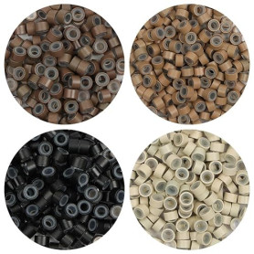 AYBUY 200 Pièces d'anneaux Micro Liens Perles en Silicone 2.5 x 3.0 x 5.0mm | Micro Anneaux Pour Extension Cheveux, pour Coller