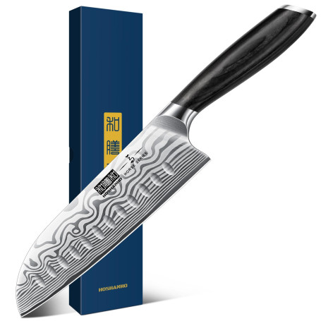 HOSHANHO Couteau Santoku 18 cm, Couteau de Cuisine Japonais Couteau de Chef | Couteau Santoku Professionnel Ultra-Tranchant en A