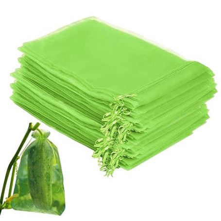 Huasean 100 Sacs Protection pour Fruits, Filets Fruits avec Cordon Serrage, 15 X 20 Cm pour Protéger Les P-lantes des Oiseaux, P