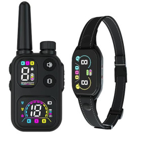 Meloive 3 en 1 Collier de Dressage, Collier Anti Aboiement, Collier LED | Portée de 3800m,Anti-aboiement avec Manuel et Automati