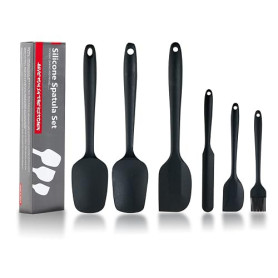 Lot de 6 spatules en silicone pour la cuisine, la pâtisserie et le mélange, spatule en caoutchouc anti-adhésif résistant à la ch