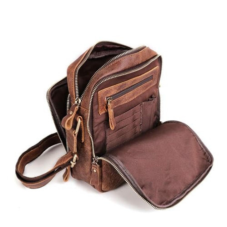 BAIGIO Sac à Bandoulière pour Homme en Cuir véritable, Petit Sacoche Bandoulière, Sac Croisé Vintage, Sacoche Cuir Homme pour Tr